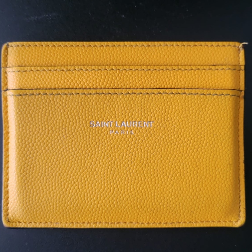 SAINT LAURENT NWT YELLOW LEATHER CARD CASE